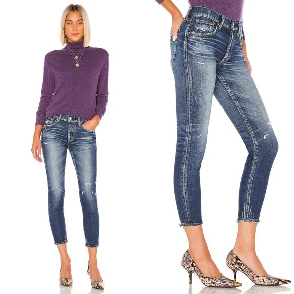 NWOT Moussy MV VELMA‎ SKINNY JEAN DARK BLUE Size 24 Slightly Distressed Classic - Picture 3 of 16